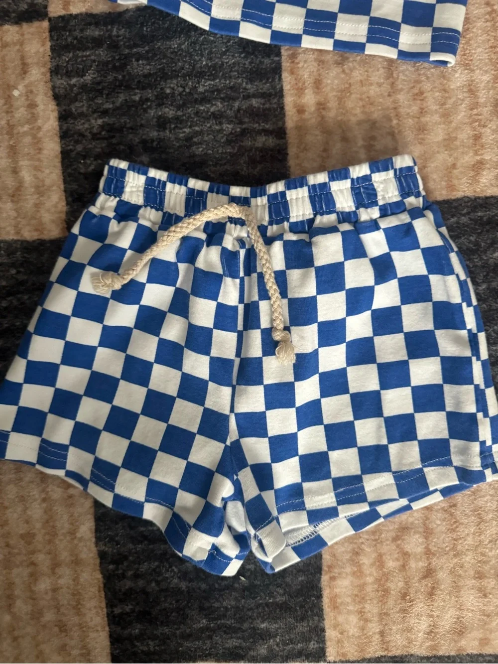 Little One Shop Blue Checkered Short Set